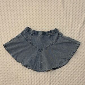 aerie Light Blue Denim Mini Skirt with Stitched Waistband